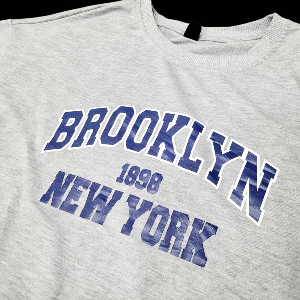 SHEIN Grey Brooklyn New York Crewneck Sweatshirt Size: 2XL